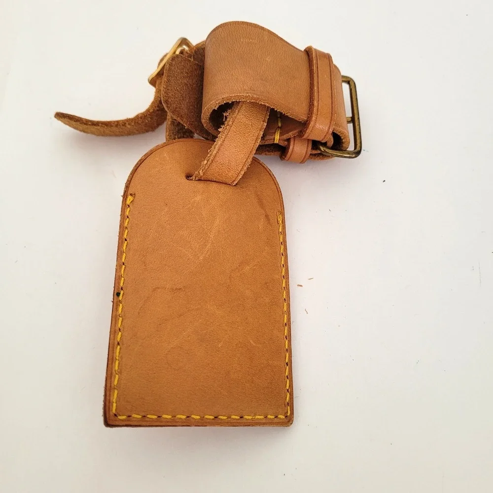 Louis Vuitton Vachetta Leather Luggage Tag and Handle Binder Strap Set Tan